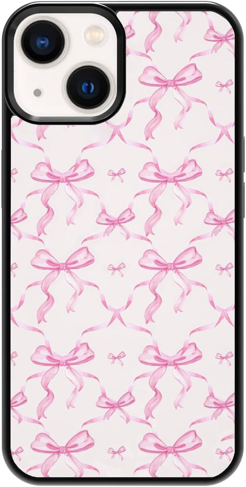 Aesthetic Pink Ribbons Bow Tie Pattern Case Compatible with iPhone 14 Pro Max Case,Pink Bows Phone Case,Custom Bow Protective Cases with Soft TPU ...