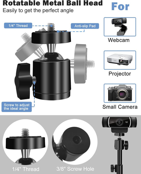 Desktop Webcam Tripod Stand, Extendable Webcam Camera Stand Tripod for Logitech Stream Webcam C925e C922x C922 C930e C930 C920 C615 and Other Devi...