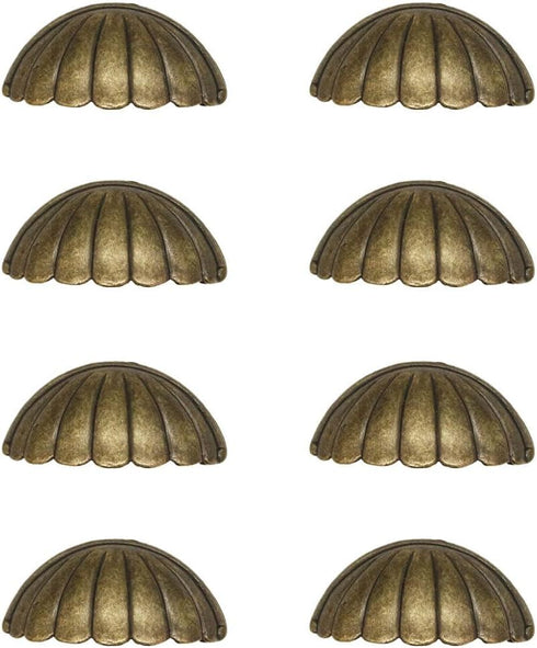 8 Pieces Antique Shell-Shaped Design Bronze Metal Drawer Handles - Vintage Kitchen Cabinets Metal Cabinet Furniture Wardrobe Door Antique Shell Ha...