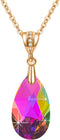 EVEVIC Austrian Crystals Teardrop Pendant Necklace for Women 14K Gold Plated Eco-friendly Brass Hypoallergenic Jewelry...