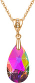 EVEVIC Austrian Crystals Teardrop Pendant Necklace for Women 14K Gold Plated Eco-friendly Brass Hypoallergenic Jewelry...
