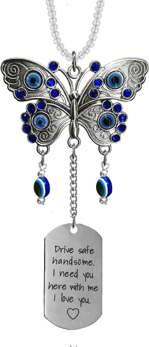 Car Hanging Ornament Butterfly Charm,Car Mirror Decor Hanging,Car Mirror Charm Car Mirror Hanging Accessories(E)...