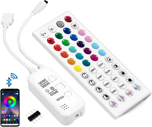 iNextStation 44 Keys IR Remote RGB Led Controller, Bluetooth RGB LED Strip Controller with APP Control/Music Sync RGB 4-Pin Controller DC 5-24V fo...