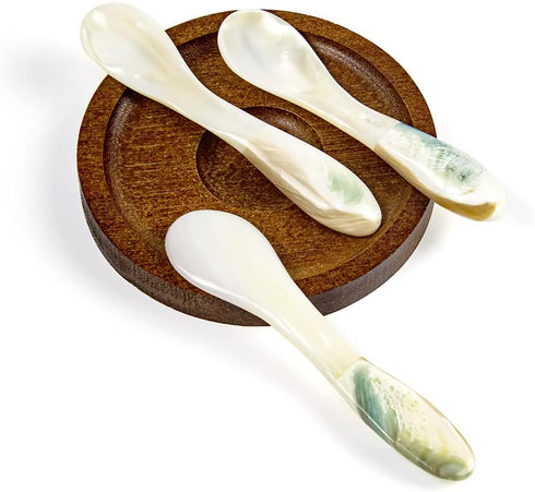 DUEBEL Mother of Pearl Caviar Spoons, 4' Luxury Handmade Spoons for Caviar/Shrimp/Egg/Icecream Serving (5pcs)...
