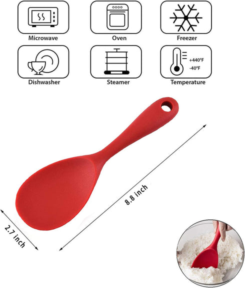 Silicone Rice Paddle Spoon Set of 2,Non Stick Heat Resistant Kitchen Gadge Rice Spoon,Rice Scooper,Rice Spatula,Rice Spoon Paddle,Rice Cooker Spoo...