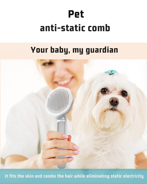 Eliminate Static Electricity Pet Grooming Brush,Self Cleaning Slicker Brush,Pet hair removal brush, Shedding Antistatic Brush for Dogs Cats Rabbit...