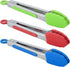 Small Tongs with Silicone Tips 7-Inch Mini Serving Tongs, Set of 3 (Red Blue Green)...