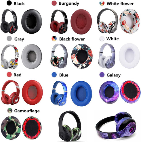 Studio2.0 Replacement Earpads Ear Pad Cushion Cover Compatible with Beats by Dr.Dre Studio 2 Wired/Wireless & Studio 3.0 Over-Ear Headphones (Whit...