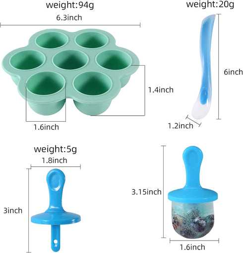Silicone Popsicle Molds, Ice Pop Molds, Storage Container for Homemade Food, Kids Ice Cream DIY Pop Molds - BPA Free (R-Green)...