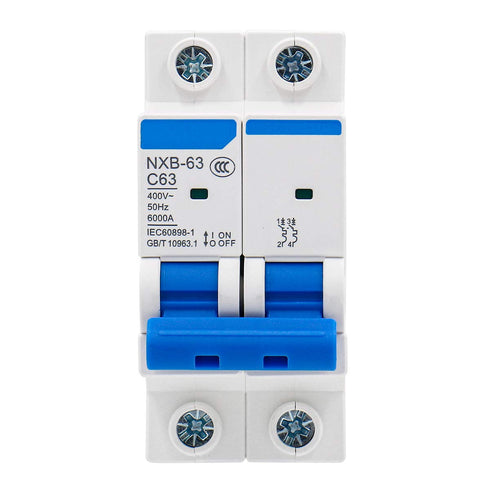 Baomain Low-Voltage Mini Circuit Breaker NXB-63(DZ47-63) C63 63A 2 Pole 400V DIN Rail Mount White...