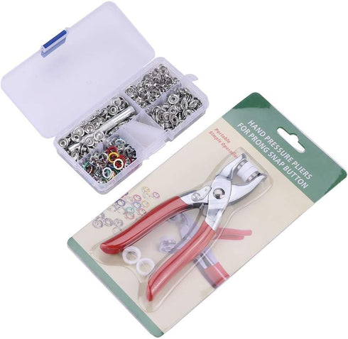Press Stud Pliers Heavy Duty - 120 Pcs Buttons+1 Pliers+1 Punch Tool 120 Sets Mix Colors Metal Prong Snap Buttons Fasteners Press Studs and Plier ...