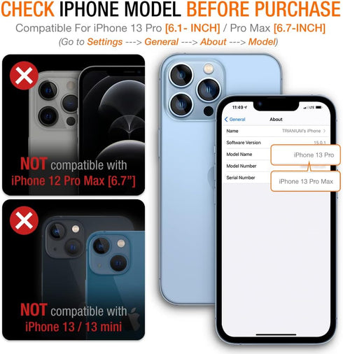 Trianium 3 Pack Camera Lens Screen Protector Compatible for iPhone 13 Pro and iPhone 13 Pro Max (2021, 6.1" / 6.7" Phone) - Clear [Support Night S...