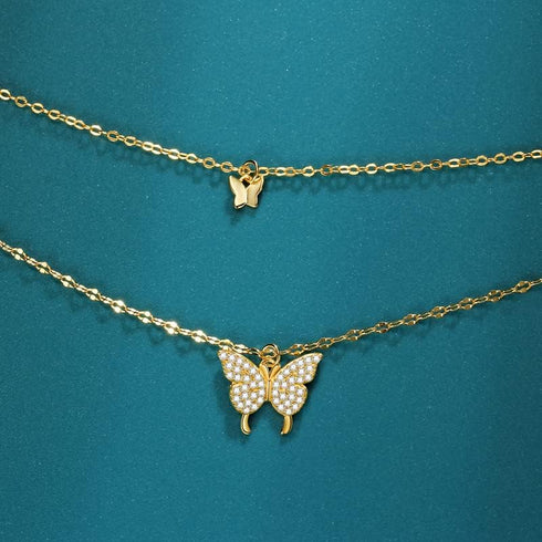 Silver Butterfly Necklace for Women Layered Rose Gold Butterfly Necklace Gold Butterfly Choker Necklace Purple Butterfly Pendant Necklace Silver B...