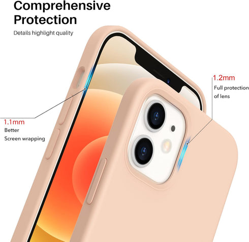 ORNARTO Compatible with iPhone 12 Case, Compatible with iPhone 12 Pro Case, Slim Liquid Silicone 3 Layers Full Covered Soft Gel Rubber Phone Case ...