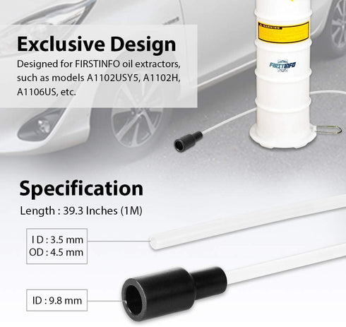 FIRSTINFO A1104A Dia. 3.5 x 4.5 mm Nylon Tube Oil Hose with 39.3 Inch Long for Pneumatic/Manual Oil Fluid Extractor Pump...