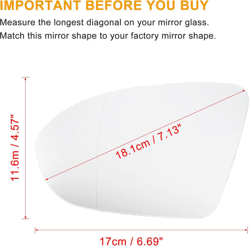 X AUTOHAUX Car Rearview Left Driver Side Heated Mirror Glass Replacement W/Backing Plate for Chevrolet Cruze 2016-2019...