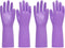 PACIFIC PPE 2 Pairs Reusable Dishwashing Cleaning Gloves with Latex Free, Cotton Lining, Kitchen Gloves, Purple, Small...