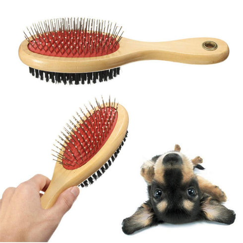 Combo Pin & Bristle Grooming Brush for Dogs and Pets with Durable Handle...