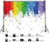 7x5ft White Paint Splatter Background Abstract Art Paint Birthday Party Colorful Graffiti Wall Let's Paint Party Photography Photo Studio Supplies...
