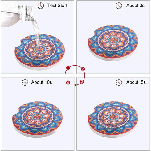 Car Coasters for Drinks Absorbent, 10 Pack 2.56in Car Coasters Absorbent Ceramic with A Finger Notch for Easy Removal, Car Cup Holder Coaster for ...