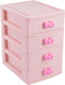 Cute Pink Bowknot Makeup Organizer,Multilayer-Drawer Mini Desktop Organizer Storage Box,Bathroom,Vanity,Gift for Girls Women kid Teen (Four Drawer...