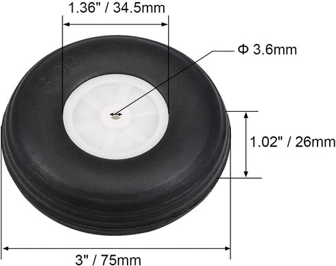 uxcell Tire and Wheel Sets for RC Car Airplane,PU Sponge Tire with Plastic Hub,3" 2pcs...