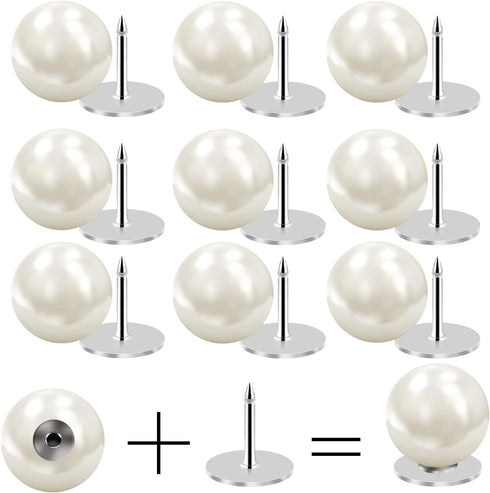 10 Sets Pearl Buttons No Sew Easy Brooch Button Removable Reusable for Shirt Coat Dress Crafts Clothes Buttons...