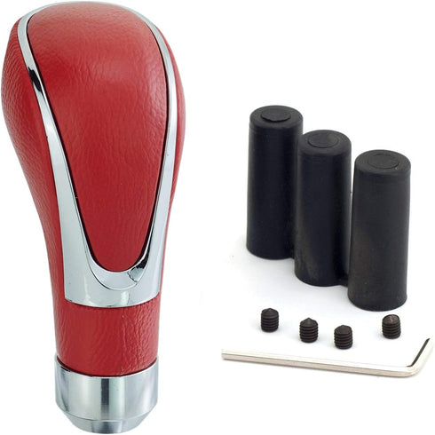 Leather Covered Stick Shift Knobs, MT Gear Car Shifter Handle Fit Most Manual Transmissions, Red...