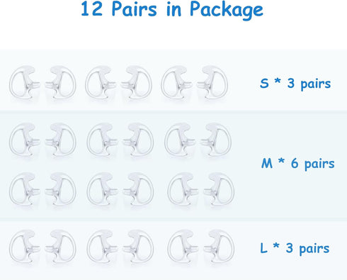Replacement Earmold Earpiece Earbud Earplug Ear Mold for Walkie Talkie Acoustic Tube Earpiece,Soft Silicone Earmould Replacement Earpiece Insert f...
