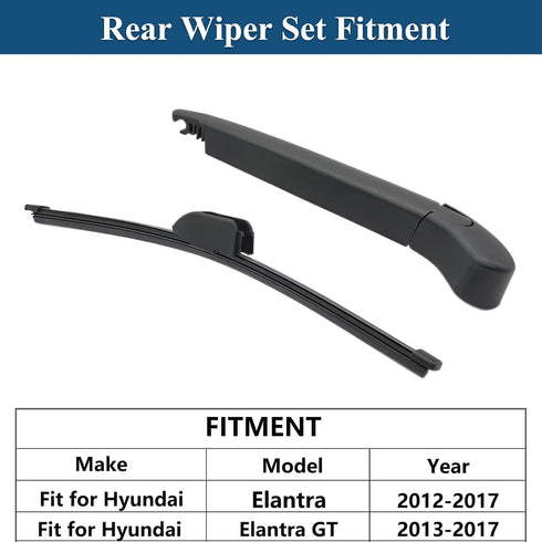 Rear Windshield Wipers Blade Arm Set for Hyundai Elantra GT 2013-2017 / Hyundai Elantra 2012-2017 Back Glass Wiper Arm Blade Replacements All Seas...