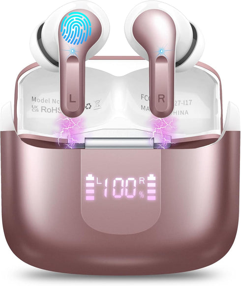 Wireless Earbud, Bluetooth Headphones 5.3 NEW 40H Ear Buds Bass Stereo Earphones Noise Cancelling Earbud with 4 ENC Mic, in-Ear Bluetooth Earbud U...