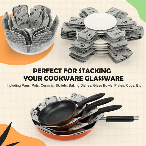 BOYAN Pot and Pan Protectors, Set of 12 and 3 Different Size, Cookware Protector Set/Felt Pots and Pans Divider Separator Pads Anti-Slip to Avoid ...