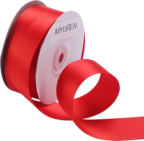 1-1/2" Wide Double Faced Red Polyester Satin Ribbon for Crafts, Wedding, Gift Wrapping, Bow Making,Party Decoration, Christmas Tree Deco (25 Yards...