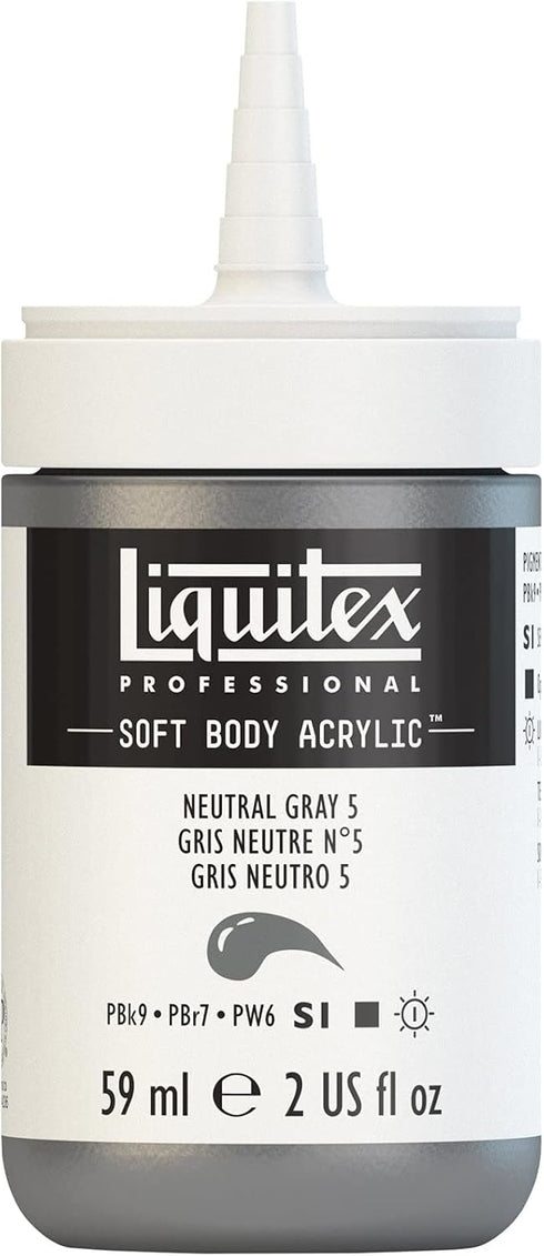 Liquitex Professional Soft Body Acrylic Paint, 59ml (2-oz) Bottle, Neutral Gray 5...