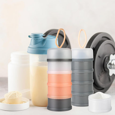 3 Packs Protein Powder Storage Container 4 Stackable Formula Dispenser Portable Protein Powder Travel Container Milk Powder Container to Go for Wo...
