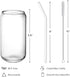 NETANY Drinking Glasses with Glass Straw 4pcs Set - 16oz Can Shaped Glass Cups for Beer, Iced Coffee, Tumbler Cup for Whiskey, Soda, Tea, Water, G...
