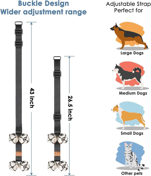 FOLKSMATE Dog Doorbells for Potty Training, Buckle Adjustable Puppy Dog Door Bells with Extra Loud Bells for Dogs Training, Housebreaking, Door Kn...