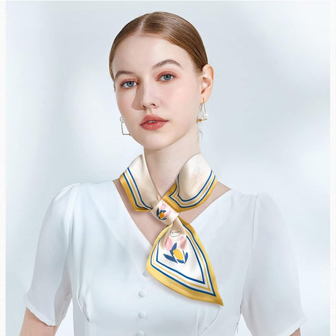 Skinny Silk Scarf Women Easy Pull-Through Narrow Long Neckerchief French Retro Style Satin Hairband Headdress Ribbon...