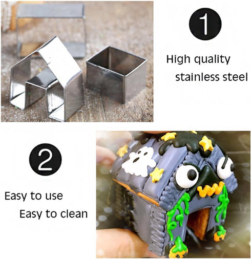 3Pcs Christmas House Cookie Cutter Set, Mini Ginger House Stainless Steel Cookie Cutter, Chocolate Little House Biscuit Mold, DIY Baking Decoratin...