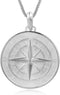 Hawaiian Silver Jewelry Compass Pendant Necklace for Men or Women with 20-Inch Chain, 925 Sterling Silver, Laser-Engraved Inscription, Nautical Je...