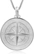 Hawaiian Silver Jewelry Compass Pendant Necklace for Men or Women with 20-Inch Chain, 925 Sterling Silver, Laser-Engraved Inscription, Nautical Je...