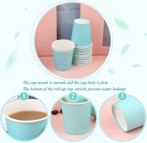 100 Pack 3 oz Paper Cups, Bathroom Paper Cups, Mouthwash Cups for Snack, Espresso, Perfect for Home Condos Rvs Campers (Blue)...