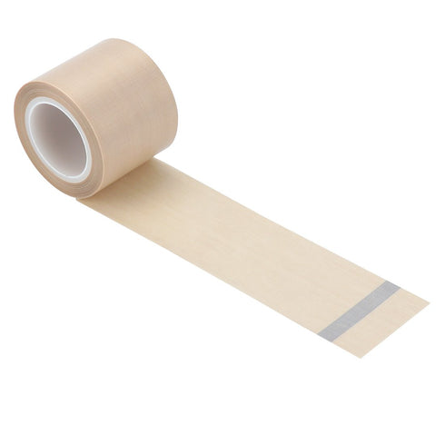 2" Width x 11 Yard Roll PTFE Coated Fiberglass High Temperature Tape with Silicone Adhesive Cloth, Release Surface on Heat sealers Beige...