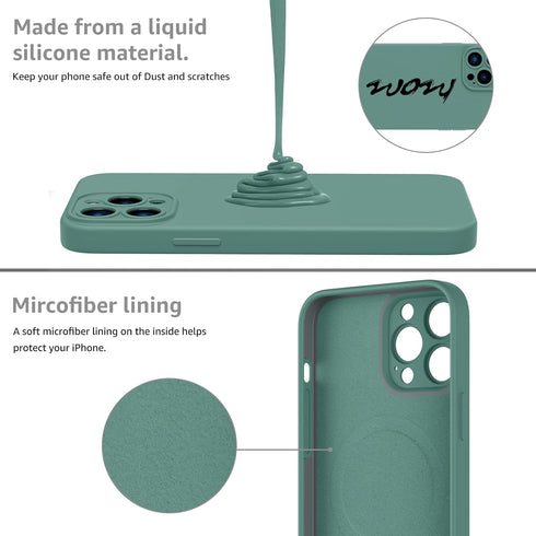 MCFANCE Silicone Magnetic for iPhone 13 Pro Max Case, Compatible with MagSafe, Full Camera Protection Shockproof Cover Soft Anti-Scratch Microfibe...