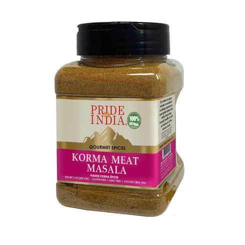 Pride of India – Korma Meat Masala Mix – Ideal for Traditional Meat/Lamb Curry – Gourmet & Flavorful – Seasoning Spice Blend – 7 oz. Medium Dual S...