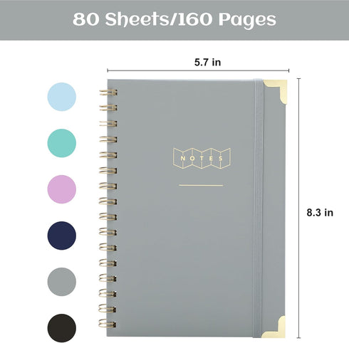 Hardcover Spiral Notebook College Ruled Notebook Journal A5 Small Spiral Notebook 5x7 160 Pages Spiral Notebooks for Work Aesthetic Note Taking No...