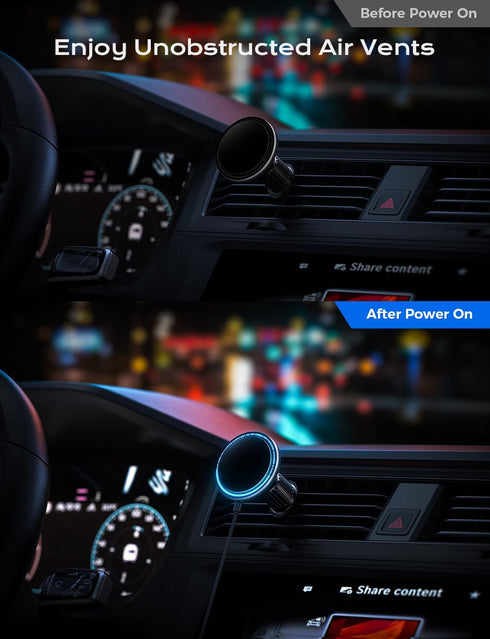Magsafe Car Mount Charger, 15W Fast Charging LED Magnetic Wireless Car Charger, Air Vent Phone Holders for Your Car Magsafe Car Phone Holder for i...