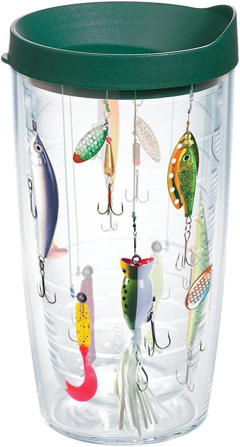 Tervis Fishing Lures Made in USA Double Walled Insulated Tumbler Travel Cup Keeps Drinks Cold & Hot, 16oz, Classic...