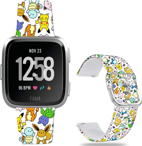 Pikacu Sea Turtle Anime Bands Compatible with Fitbit Versa 2/Versa/Versa Lite/Versa SE Band Fancy Soft Sport Silicone Cartoon Holiday Strap Men Wo...