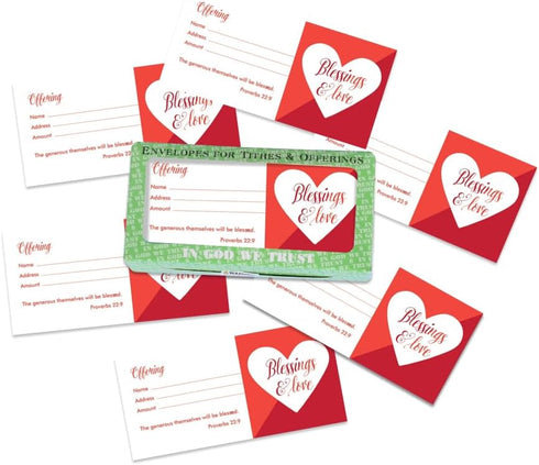 Church Offering Envelopes - Cash Envelopes For Tithes And Offering - Blessings & Love (NIV Scripture) - Pack of 100 - Swanson Christian Products...